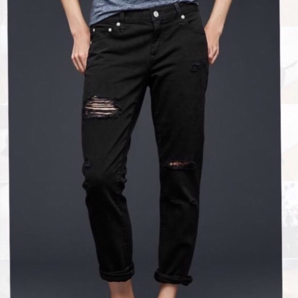Gap Girlfriend Jeans 26r Black/Distressed